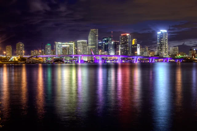 Miami skyline at night